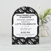 Bachelor Party Mustache Pattern Einladung (Stehend Vorderseite)