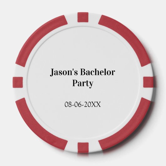 Bachelor party name date simple minimal best man  pokerchips (Vorderseite)