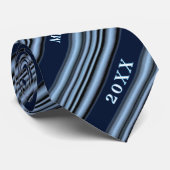 Bachelor Party (Navy Dusty Blue Striping Individue Krawatte (Gerollt)