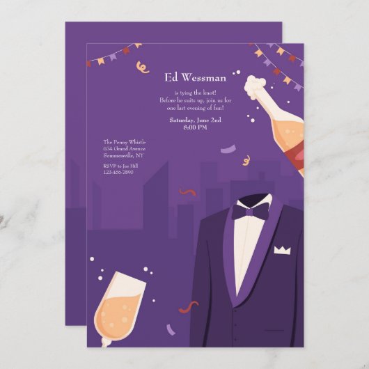 Bachelor Party Night Einladung (Vorne/Hinten)