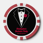 Bachelor Party Poker Black Tuxedo Rote Rose Pokerchips (Vorderseite)