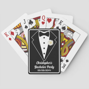 Bachelor Party Poker Black Tuxedo White Rose Spielkarten