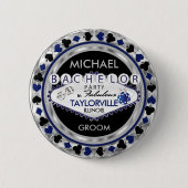 Bachelor Party Poker Chips - Dunkelblauer Knopf Button (Vorderseite)