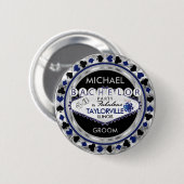 Bachelor Party Poker Chips - Dunkelblauer Knopf Button (Vorne & Hinten)