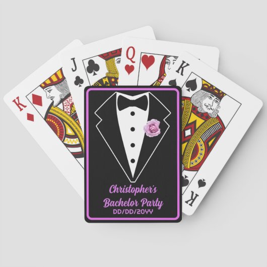 Bachelor Party Poker Night Black Tux Lavendel Spielkarten (Rückseite)