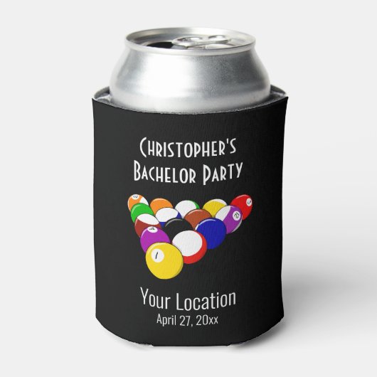 Bachelor Party Pool Ball Billards Gastgeschenk Hoc Dosenkühler (Kanne Vorderseite)