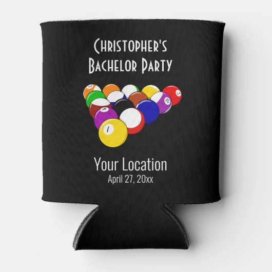 Bachelor Party Pool Ball Billards Gastgeschenk Hoc Dosenkühler (Vorderseite)
