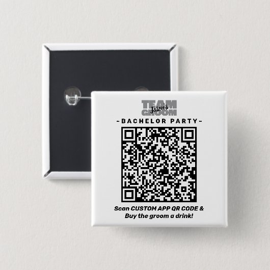 Bachelor Party QR Code Kaufen Getränketeam Groom B Button (Vorne & Hinten)