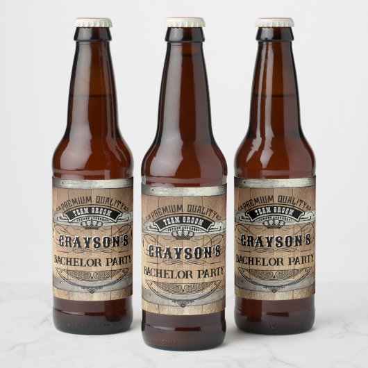 Bachelor Party Rustic Whiskey Barrel Bierflaschenetikett (Flaschen)