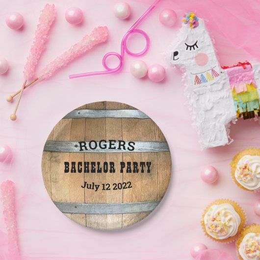 Bachelor Party Rustic Whiskey Barrel Pappteller (Party)