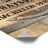 Bachelor Party Rustic Whiskey Barrel Poster (Ecke)