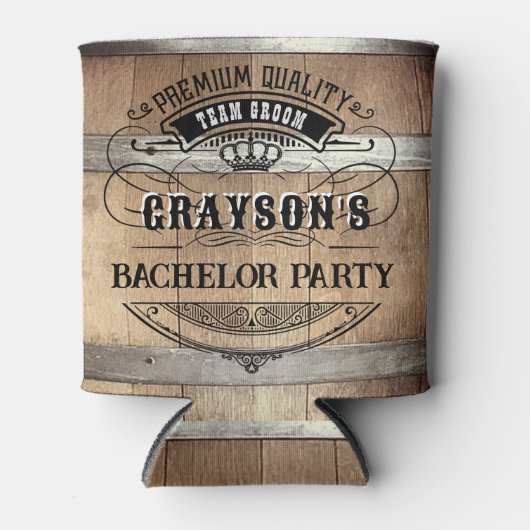 Bachelor Party rustikale Bourbon Barrel kann kühle Dosenkühler (Vorderseite)