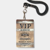 Bachelor Party Rustikaler VIP Pass Ausweis (Front with Lanyard)