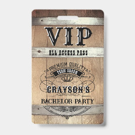 Bachelor Party Rustikaler VIP Pass Ausweis