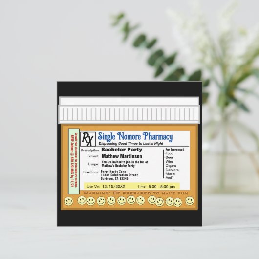 Bachelor Party RX für Spaß Einladung (Stehend Vorderseite)