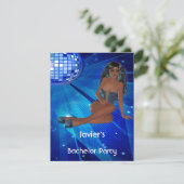 Bachelor Party S.exy Girl Blue Disco Einladung (Stehend Vorderseite)