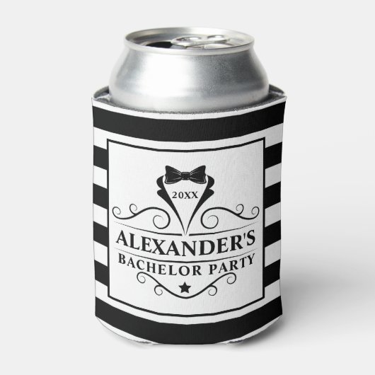 Bachelor Party Schwarze Krawatte gestreift Dosenkühler (Kanne Vorderseite)