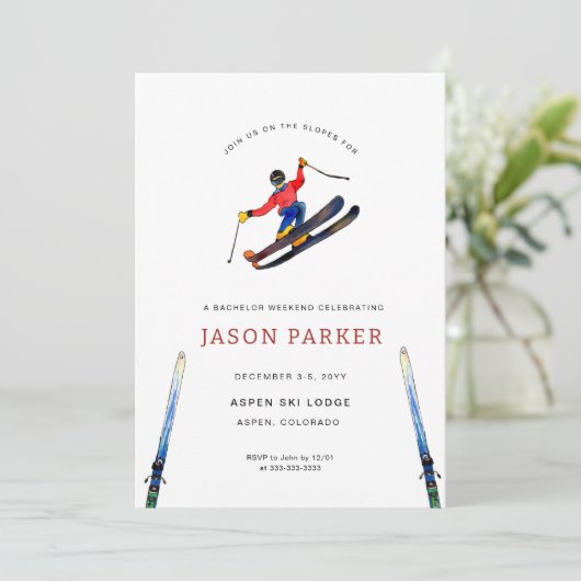 Bachelor Party Ski Trip Einladung (Stehend Vorderseite)
