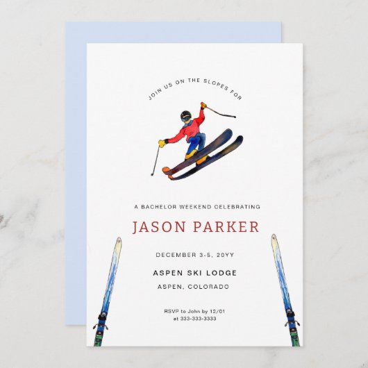 Bachelor Party Ski Trip Einladung (Vorne/Hinten)