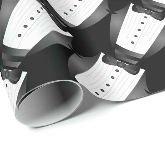 Bachelor Party Trauzeuge Team Groom black tuxedo Geschenkpapier (Rolleneckpunkt)