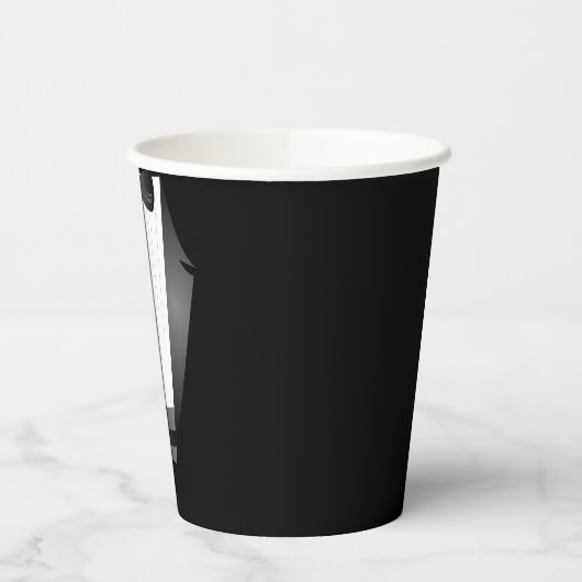 Bachelor Party Trauzeuge Team Groom black tuxedo Pappbecher (Links)