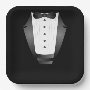 Bachelor Party Trauzeuge Team Groom black tuxedo Pappteller