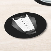 Bachelor Party Trauzeuge Team Groom black tuxedo Runder Pappuntersetzer (Angewinkelt)