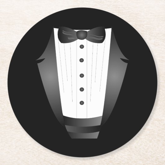 Bachelor Party Trauzeuge Team Groom black tuxedo Runder Pappuntersetzer (Vorderseite)