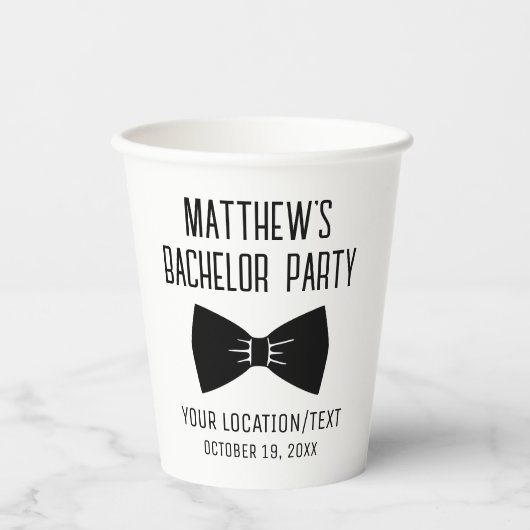 Bachelor Party Tuxedo Bow Krawatte Hochzeit Pappbecher (Vorderseite)