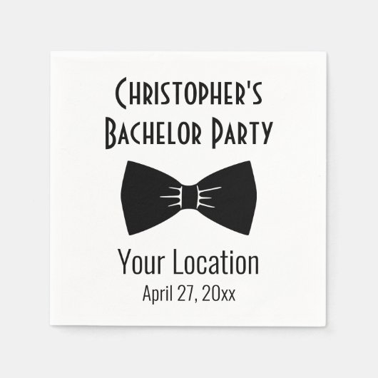Bachelor Party Tuxedo Bow Krawatte Hochzeit Serviette (Vorderseite)