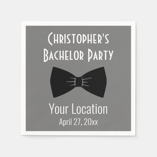 Bachelor Party Tuxedo Bow Krawatte Hochzeit Serviette (Vorderseite)