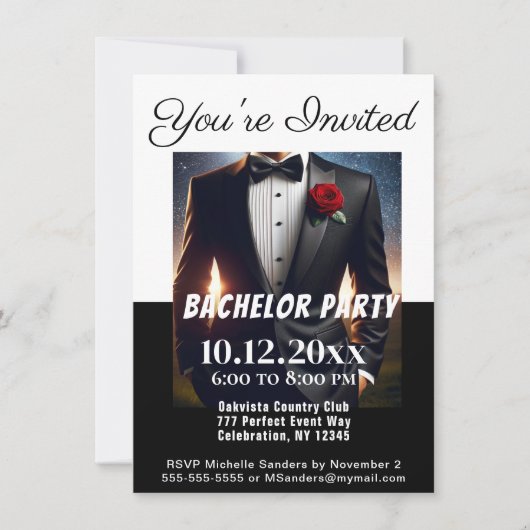 Bachelor Party Tuxedo Einladung (Vorderseite)