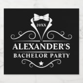 Bachelor Party Tuxedo Krawatte Black Alkoholflaschenetikett (Einzelnes Label)