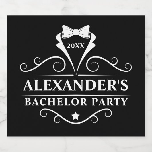 Bachelor Party Tuxedo Krawatte Black Alkoholflaschenetikett (Einzelnes Label)
