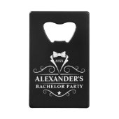 Bachelor Party Tuxedo Krawatte Black Geldbeutel Flaschenöffner (Vorderseite)