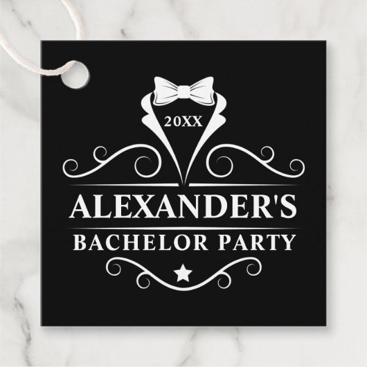 Bachelor Party Tuxedo Krawatte Black Geschenkanhänger (Vorderseite)