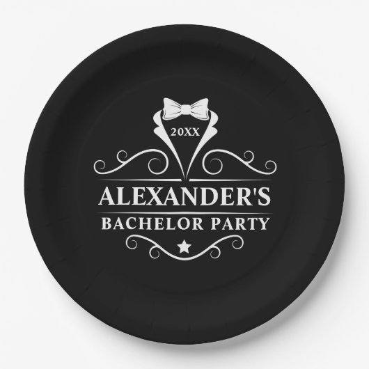 Bachelor Party Tuxedo Krawatte Black Pappteller (Vorderseite)