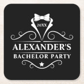 Bachelor Party Tuxedo Krawatte Black Rechteckiger Pappuntersetzer (Vorderseite)