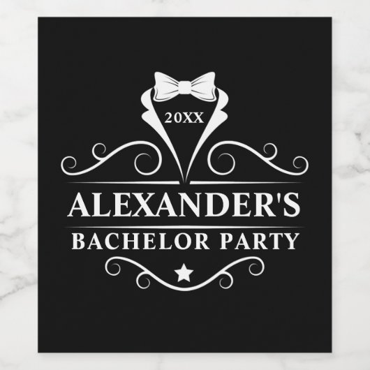 Bachelor Party Tuxedo Krawatte Black Weinetikett (Einzelnes Label)