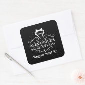 Bachelor Party Tuxedo Krawatte Hangover Relief Bla Quadratischer Aufkleber (Umschlag)