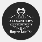 Bachelor Party Tuxedo Krawatte Hangover Relief Bla Runder Aufkleber (Vorderseite)