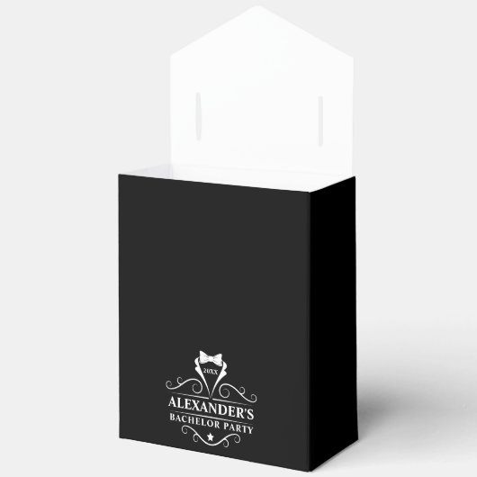 Bachelor Party Tuxedo Krawatte Schwarz/Weiß Geschenkschachtel (Offen)