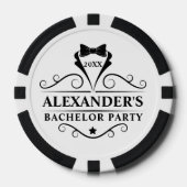 Bachelor Party Tuxedo Krawatte Schwarz/Weiß Pokerchips (Vorderseite)
