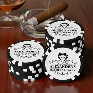 Bachelor Party Tuxedo Krawatte Schwarz/Weiß Pokerchips