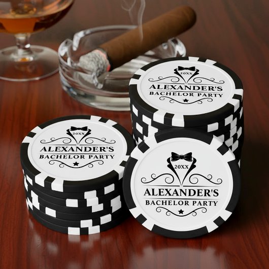 Bachelor Party Tuxedo Krawatte Schwarz/Weiß Pokerchips