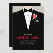 Bachelor Party tuxedo rote Rose Einladung (Vorne/Hinten)