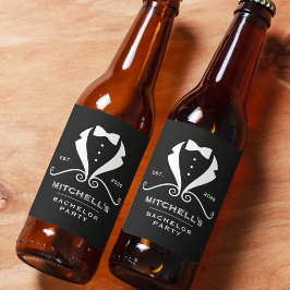 Bachelor Party Tuxedo Suit Bowtie Black Wedding Bierflaschenetikett