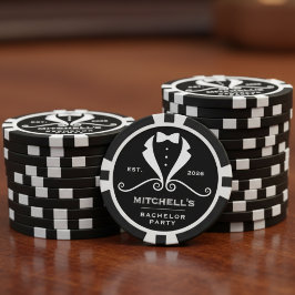 Bachelor Party Tuxedo Suit Bowtie Black Wedding Pokerchips