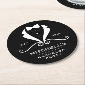 Bachelor Party Tuxedo Suit Bowtie Black Wedding Runder Pappuntersetzer (Angewinkelt)