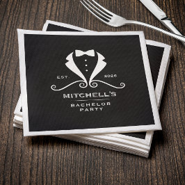 Bachelor Party Tuxedo Suit Bowtie Black Wedding Serviette